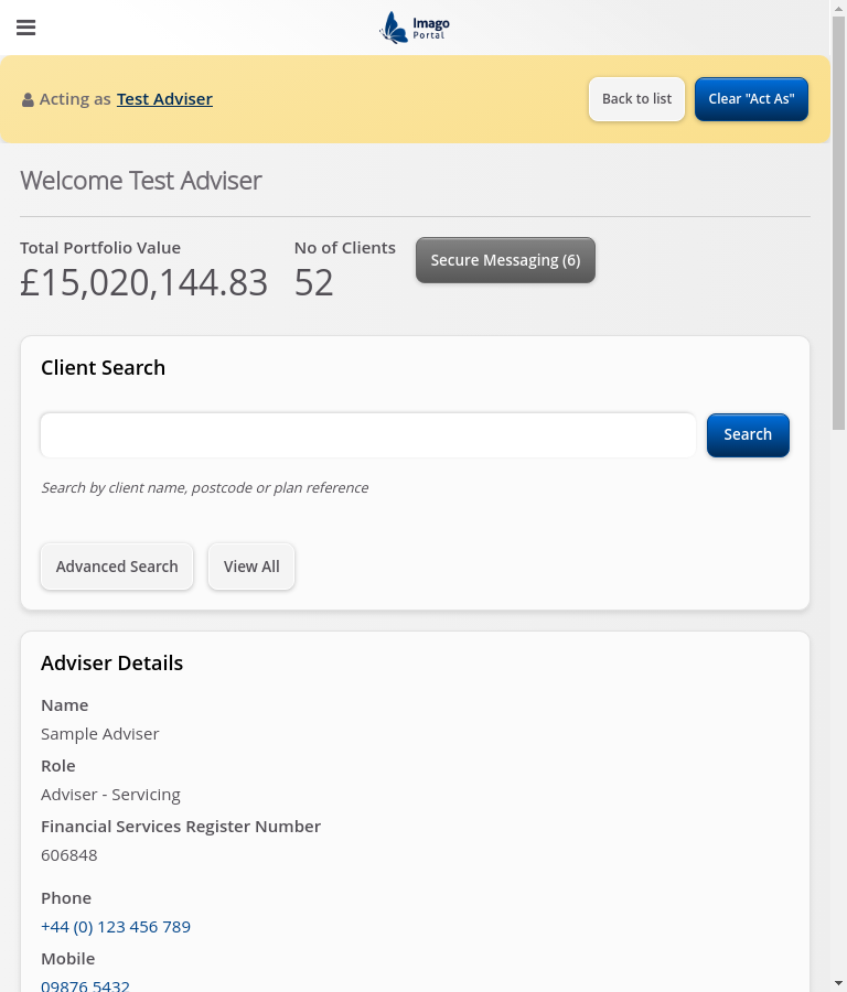 Role-InternalStaff > 03 Adviser Search > Select an Adviser